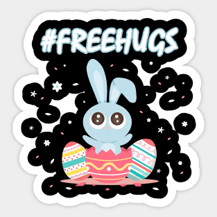 Free Hugs - Hashtag Cute Easter Bunny Sticker